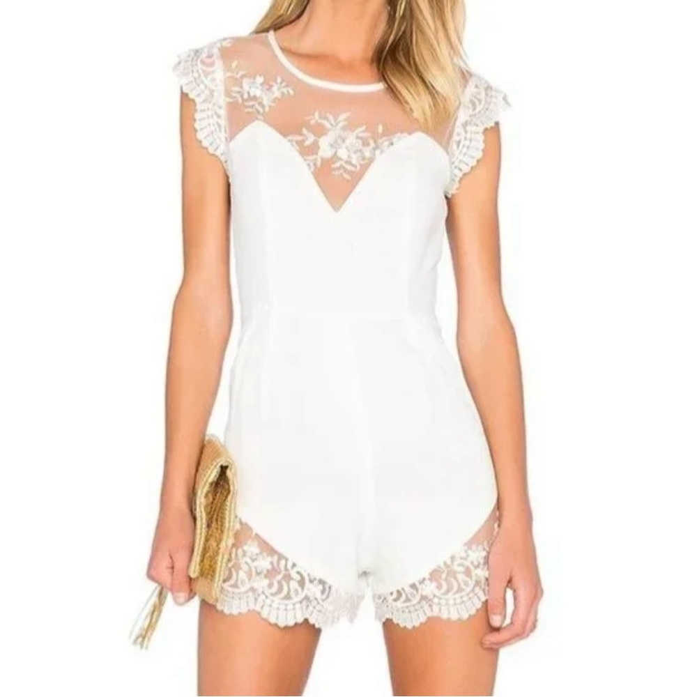 Revolve NBD White Lace Romper